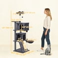 thumbnail image 3 of PawHut 63 Inch Cat Tree with Sisal Scratching Posts, Condos, Dark Grey, 3 of 10