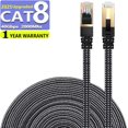 thumbnail image 1 of CAT8 Ethernet Cable 10m High Speed Nylon LAN Network Patch Cat8 Cable 40Gbps 2000Mhz SFTP LAN Wires RJ45 Black, 1 of 6