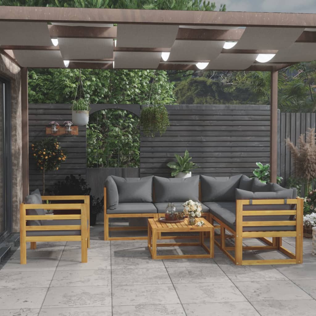 vidaXL 7 Piece Garden Lounge Set with Cushion Solid Acacia Wood