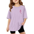 thumbnail image 1 of T-Shirt Décontracté à Manches Courtes pour Filles, Col Rond, Haut Imprimé, Tissu Extensible Confortable pour le Quotidien, l'École et les Activités Extérieures, Âges 3-13, 1 of 6