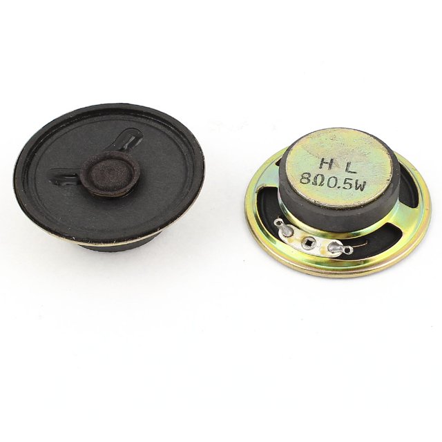 Unique Bargains 2 Pcs 0.5Watt 8Ohm 50mm Round Metal Shell Magnet Electronic Speaker Loudspeaker