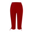 thumbnail image 4 of Womens Relaxed Fit Cargo Pants by Generic XL Solid Black Casual Capris, Drawstring, Cropped, Lightweight, 1 Count, 4 of 5