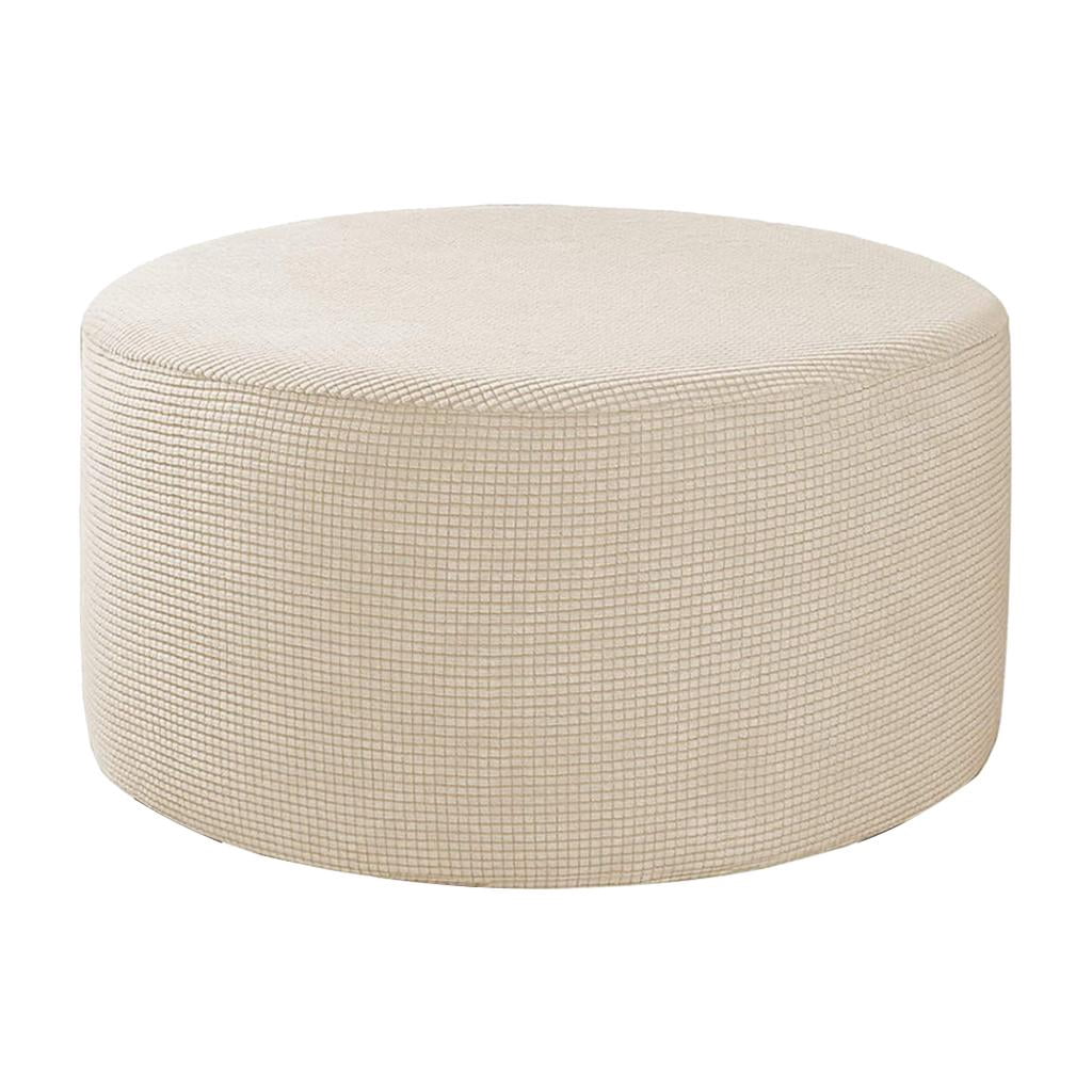 Ottoman covers Sofa covers Furniture Covers Stretch Storage Ottoman Cover Foot Rest Spandex Jacquard Checked Pattern Fabric , Beige