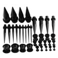 thumbnail image 2 of 36 Pieces Ear Gauges Stretching Kit Plugs Taper 14G-00G Expanders Black, 2 of 9