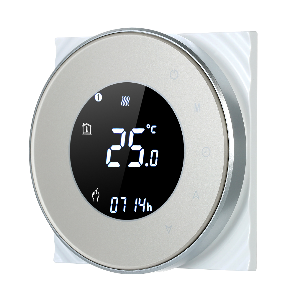 Mistaha Chaudière à Gaz Programmable Thermostat de Chauffage Contrôleur de Température à Contact Sec Écran Tactile LCD avec Rétroéclairage Vocal