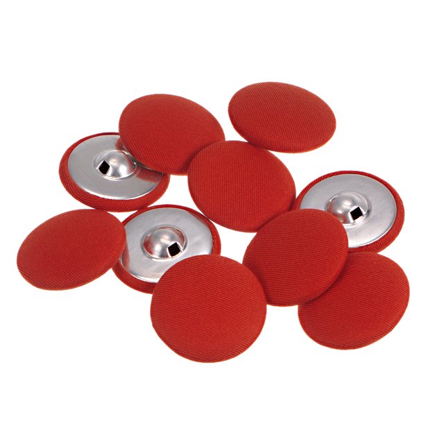Unique Bargains 10pcs 48L Fabric Cloth Covered Button 30mm Round Metal Shank Sewing Buttons for Suits Dress Blouses, Red