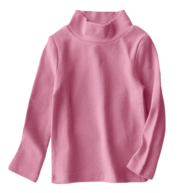 MeetoTime T-Shirts à Col Roulé à Manches Longues en Coton Doux pour Tout-Petits Filles Garçons, Couleur Unie, T-Shirts Chauds