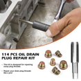 thumbnail image 3 of Luney 114PCS Oil Pan Drain Plug Repair Kit Oil Drain Plug Removal Thread Repair Tool Kit Drain Pans Automotive Rethreading Tools Kit M13 M15 M17 M20 M22 Metric Universal, 3 of 5