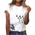 thumbnail image 1 of T-shirts d'Été Décontractés pour Femmes, Col Rond, Manches Courtes, T-Shirt Graphique Tendance, Basique, Confortable, Coupe Ample, Chemisiers pour Femmes, Chandail, 1 of 6