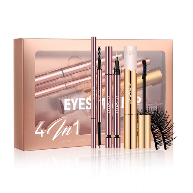 Mascara Eyeliner Set 4 in 1 False Eyelashes Eyebrow Pencil Kit