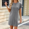 thumbnail image 4 of Nouvelle Sortie, Robe Mini d'Été Ample à Col Rond pour Femmes Grande Taille, Robe Mini Ample à Col Rond à Manches Courtes Grande Taille, Idéale pour les Sorties Estivales Décontractées, 4 of 9