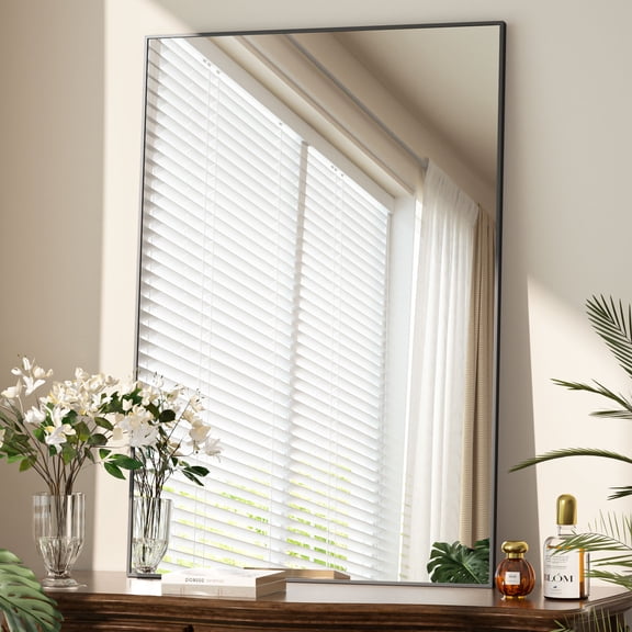 Beautypeak 26"x38" Bathroom Mirror Wall Mirror with Rectangular Metal Frame, Black