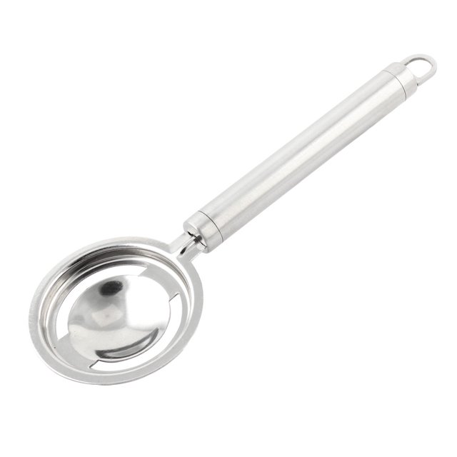 Unique Bargains Porte-Outil Séparateur de Jaune pour la Maison, Séparateur de Blanc d'Oeuf en Acier Inoxydable durable. Doté d'Un Tamis Rond avec Fentes pour Séparer les Blancs d'Oeuf des Jaunes et d'Un long Manche avec Boucle de Suspension pour un Rangement Facile. Mesure 22 x 7,2 cm (8,7 x 2,8 Pouces) et Repose Solidement sur les Bords du Bol pour Plus de Commodité.