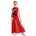 thumbnail image 1 of Moggemol Robe de Danse Sans Manches pour Filles Robe de Danse Contemporaine Fendue Longue Jupe Rouge 12, 1 of 7
