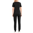 thumbnail image 4 of Scrubs Set for Women V-Neck Stretch Scrub Top and Drawstring Jogger Pants with 6 Pockets Anti Wrinkle Soft Nursing Uniform Set Solid Color Short Sleeve Long Pants Work Suit Black, 4 of 5