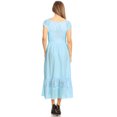 thumbnail image 4 of Women Renaissance Peasant Maiden Boho Inspired Cap Sleeve Lace Trim Maxi Dress, Light Blue, X-Large, 4 of 5