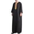 thumbnail image 2 of Birdeem Robe Musulmane pour Homme Robe Arabe Mi-Longue Style Manches 8/4 Brodée Col Montant Poche Longue Chemise Mode Décontractée Robe, 2 of 9