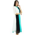 thumbnail image 2 of Bimba Womens Classique Mandarine Col Shift Tricolore Midi Été Chic Robes, 2 of 7
