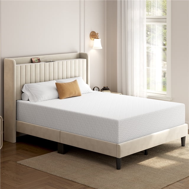 Yaheetech 12-Inch Queen Gel-Infused Memory Foam Mattress with Green Tea Scent, White