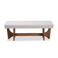 thumbnail image 2 of Bowery Hill Grayish Beige Upholstered Brown Finished Bench, 2 of 8