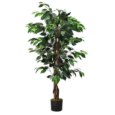 Gymax Arbre de Ficus Artificiel de 4 Pi Plante de Verdure Factice Décoration pour Maison et Bureau