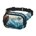 thumbnail image 2 of Kdxio Sac Banane à Double Couche Imprimé Aigle Chauve Iceberg Ceinture Réglable Sac Mains Libres Voyage Randonnée Course Sergé Poches de Sécurité, 2 of 9