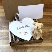 Wooden Heart Pocket Teddy Bear Cuddle Gift