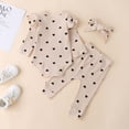 thumbnail image 4 of DPTALR Toddler Baby Kids Girls Heart Print Ruffle Romper Pants Headband Clothes Suit, 4 of 9