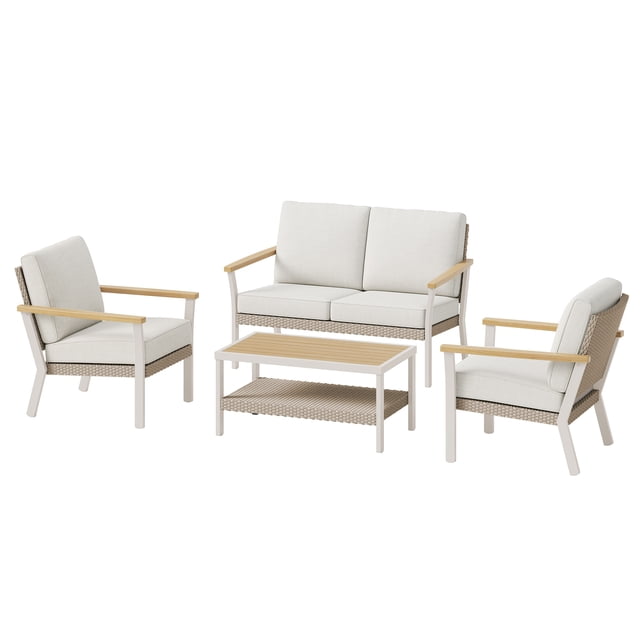 SONGMICS HOME Collection Sencillo Ensemble 4 pièces pour l'extérieur, Couleur Os
