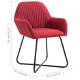 thumbnail image 4 of vidaXL Chaises de Salle à Manger 2 Pcs Tissu Rouge Vin, 4 of 5