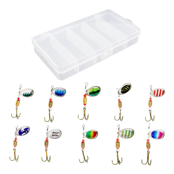 10 Pcs Appât Tournant Leurre de Pêche Cuillère Rotative Leurres Métal Achigan Truite Ensemble de Leurres Cuillère