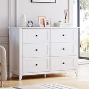 AKDSteel 6 Chest Of Drawer Dresser, Modern Wood Organizer With Deep Drawers And Nickel Round Handles For Bedroom Or Living Room