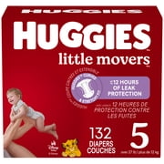 Huggies Little Movers Baby Diapers, Econo pack, Size 5 (27+ lbs), 132 Count