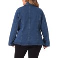 thumbnail image 3 of GRACE & GRANDEUR Women's Plus Size Denim Blazer Notched Lapel Button Work Jean Jackets 1X Denim Blue, 3 of 6