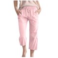 thumbnail image 1 of Plebaso Pantalons Capris Garçons Filles Coton Lin Cordon de Serrage Pantalons Décontractés Légers Raccourcis avec Poches, 1 of 5