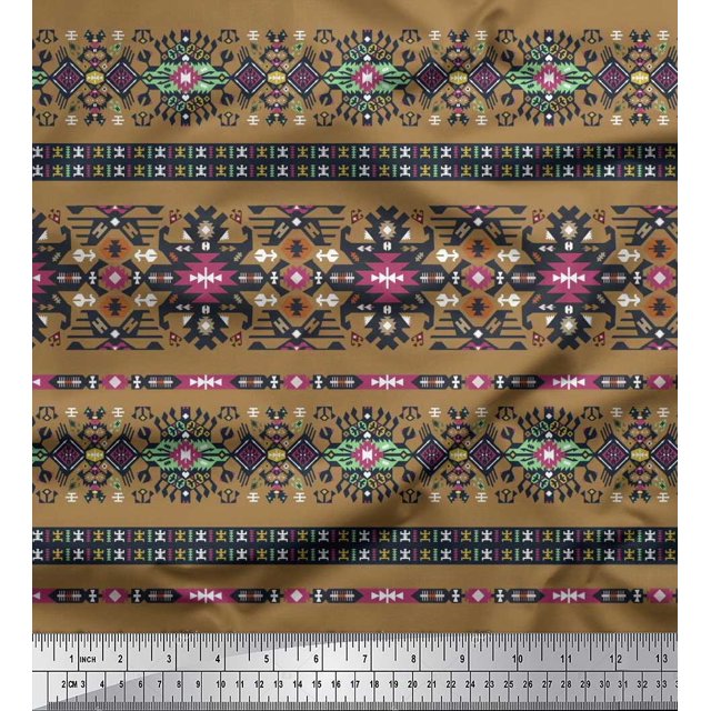 Soimoi Velvet Fabric Aztec Southwestern Print Fabric by The Yard 58 Inch Wide