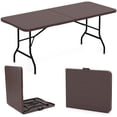 thumbnail image 1 of Costway 6 ft Portable Folding Table with Wood Grain HDPE Tabletop Safe Lock Mechanism Brown, 1 of 10