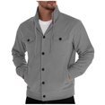 thumbnail image 1 of LNWUY Mens Corduroy Jacket Button Down Long Sleeve Shacket Casual Lapel Cargo Work Shirts Lightweight Textured Soft Tops Gray L, 1 of 6