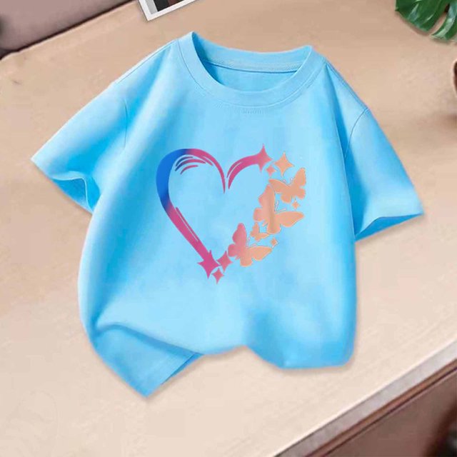 Rbaofujie Girls Tops Summer Short Sleeve Round Neck T Shirts Basic Tee for Kids