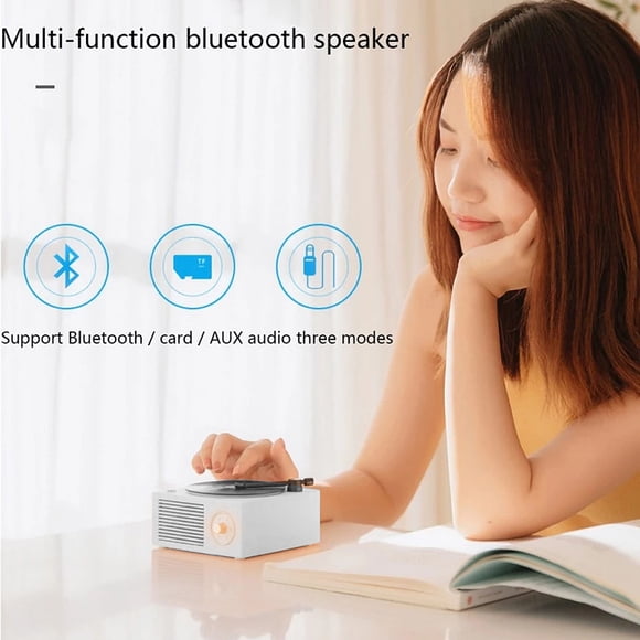 Turntable Speaker USB Bluetooth-compatible V5.0 Vinyl Record Speaker; Vinyl Record Player; Player Stereo Vintage Portable Speaker, White