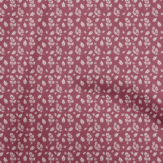 oneOone Polyester Spandex Dark Magenta Fabric Leaves Craft Projects Decor Fabric Printed By The Yard 56 Inch Wide