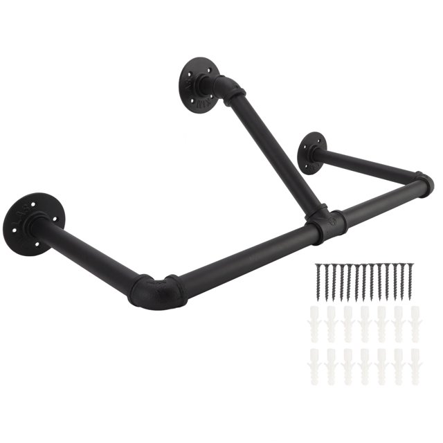 Industrial Pipe Clothes Display Rack, Clothing Hanging Rod Bar Iron Anti Scratch Durable Corrosion Resistance Modern Minimalist For Home