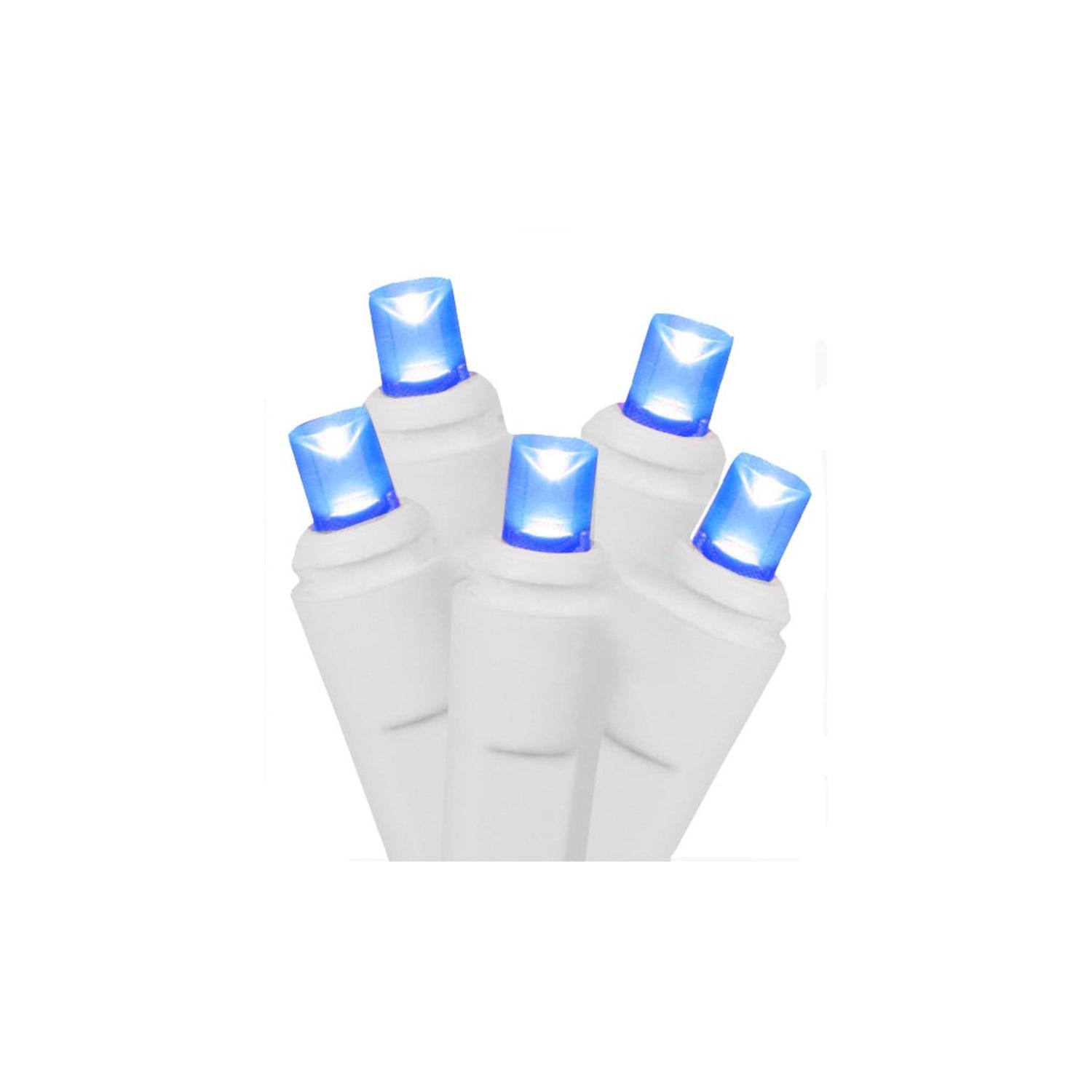 Ensemble de 50 Lumières de Noël à LED Grand Angle de Qualité Commerciale Bleue - Fil Blanc
