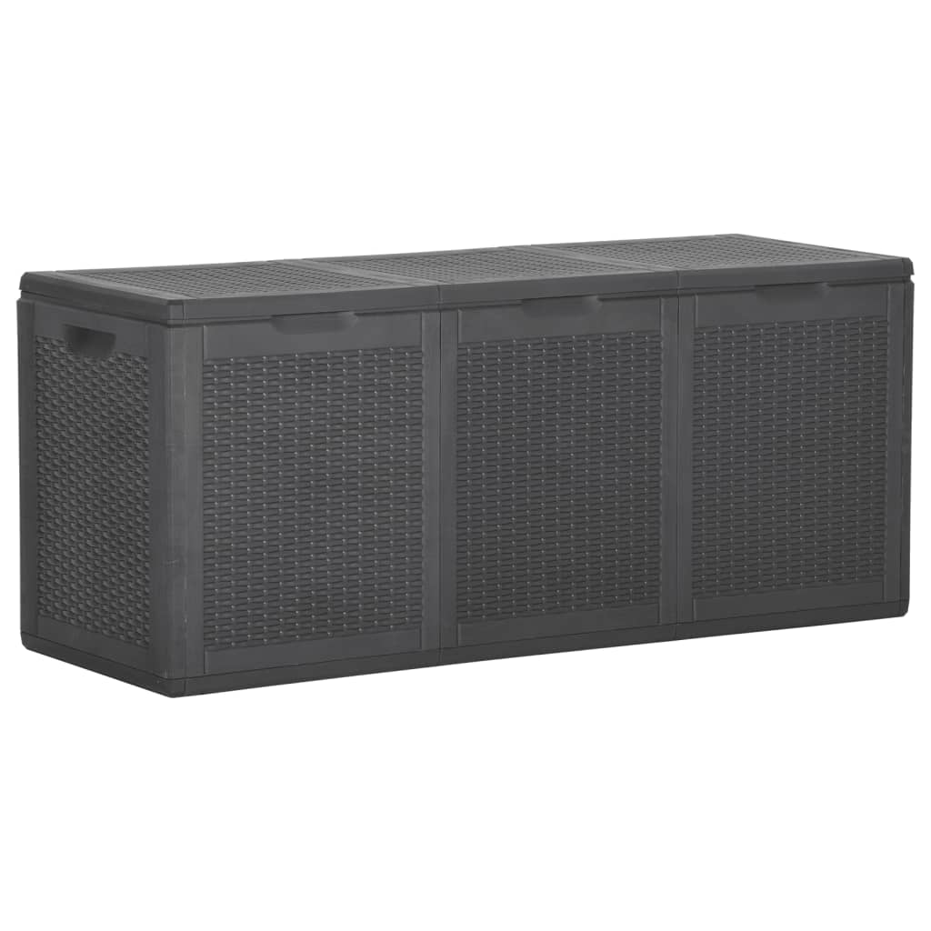 vidaXL Coffre de Rangement de Jardin 270 L Noir en Rotin PP