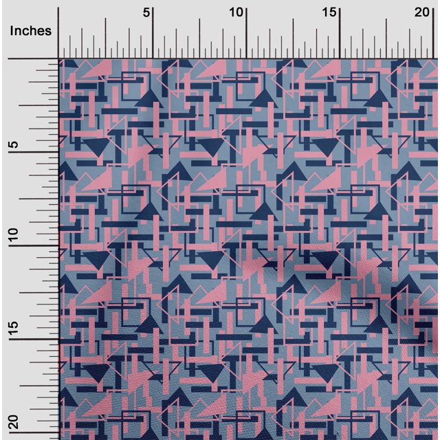 oneOone Cotton Poplin Fabric Square & Triangle Geometric Decor Fabric Printed BTY 56 Inch Wide