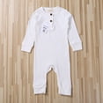 thumbnail image 3 of Baby Boy Girl Button Romper One Piece Solid Color Knit Ribbed Jumpsuit, 3 of 5