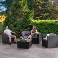 thumbnail image 4 of CorLiving Parksville 5-Piece Resin Wicker Rattan and Galvanized Steel Patio Conversation Set, 2 Armchairs, 1 Loveseat, 1 Coffee Table, Expandable, 4 of 9