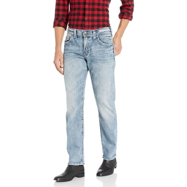 Silver Jeans Co. Jeans à Jambe Fuselée Coupe Décontractée pour Hommes Eddie, Indigo Moyen, 34W x 34L