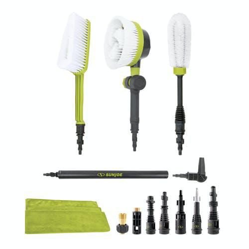 Système de lavage automobile Sun Joe; inclut brosses, une buse turbo pour châssis, un chiffon de nettoyage en microfibre et des raccords universels pour la plupart des marques jusqu’à 3 500 psi – SPX-