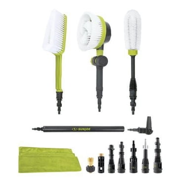Système de lavage automobile Sun Joe; inclut brosses, une buse turbo pour châssis, un chiffon de nettoyage en microfibre et des raccords universels pour la plupart des marques jusqu’à 3 500 psi – SPX-